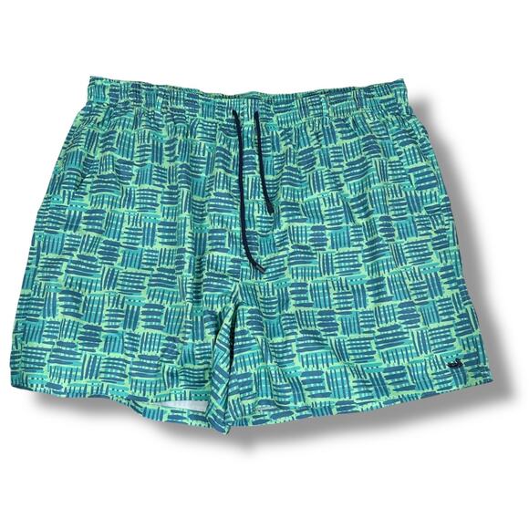 Southern Marsh Swim Trunks Shorts Men’s 3X Green Blue Geometric Lined Drawstring - Picture 1 of 8